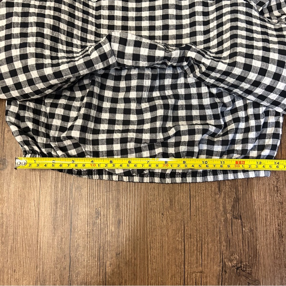 Misa Los Angeles Cotton Lunna Gingham Flutter Off Shoulder Crop Top. - Picture 10 of 10